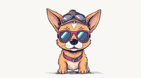 Explore a charming color sketchnote-style hand-drawn sketch featuring an adorable dog detective equipped with high-tech gadge