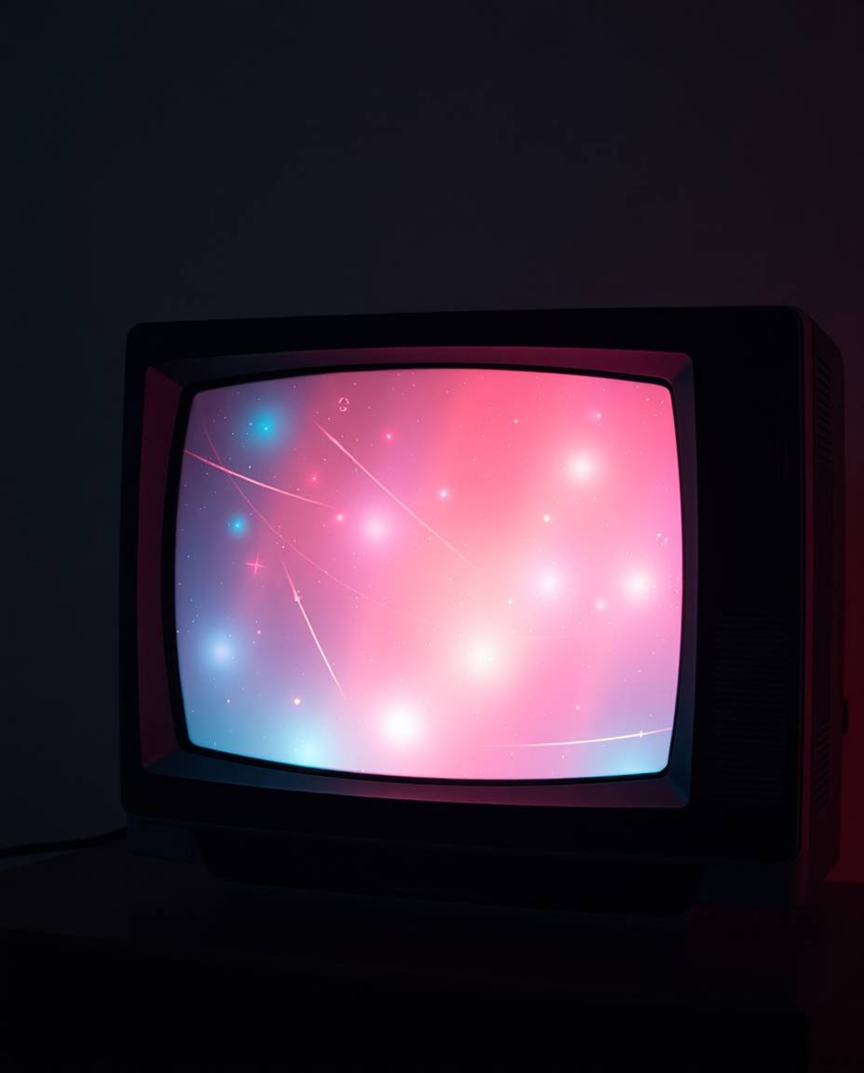Immerse yourself in an ethereal scene reminiscent of a retro TV screen, complete with captivating glitch static and striking 