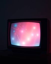 Immerse yourself in an ethereal scene reminiscent of a retro TV screen, complete with captivating glitch static and striking 