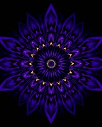 Explore the mesmerizing beauty of a geometric floral mandala rendered in deep ultraviolet hues and vibrant purples. This high