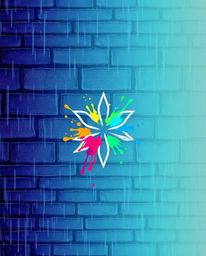 This captivating logo design evokes an ethereal spiritual vibe, featuring a wet rainy scene with vibrant graffiti-style splas