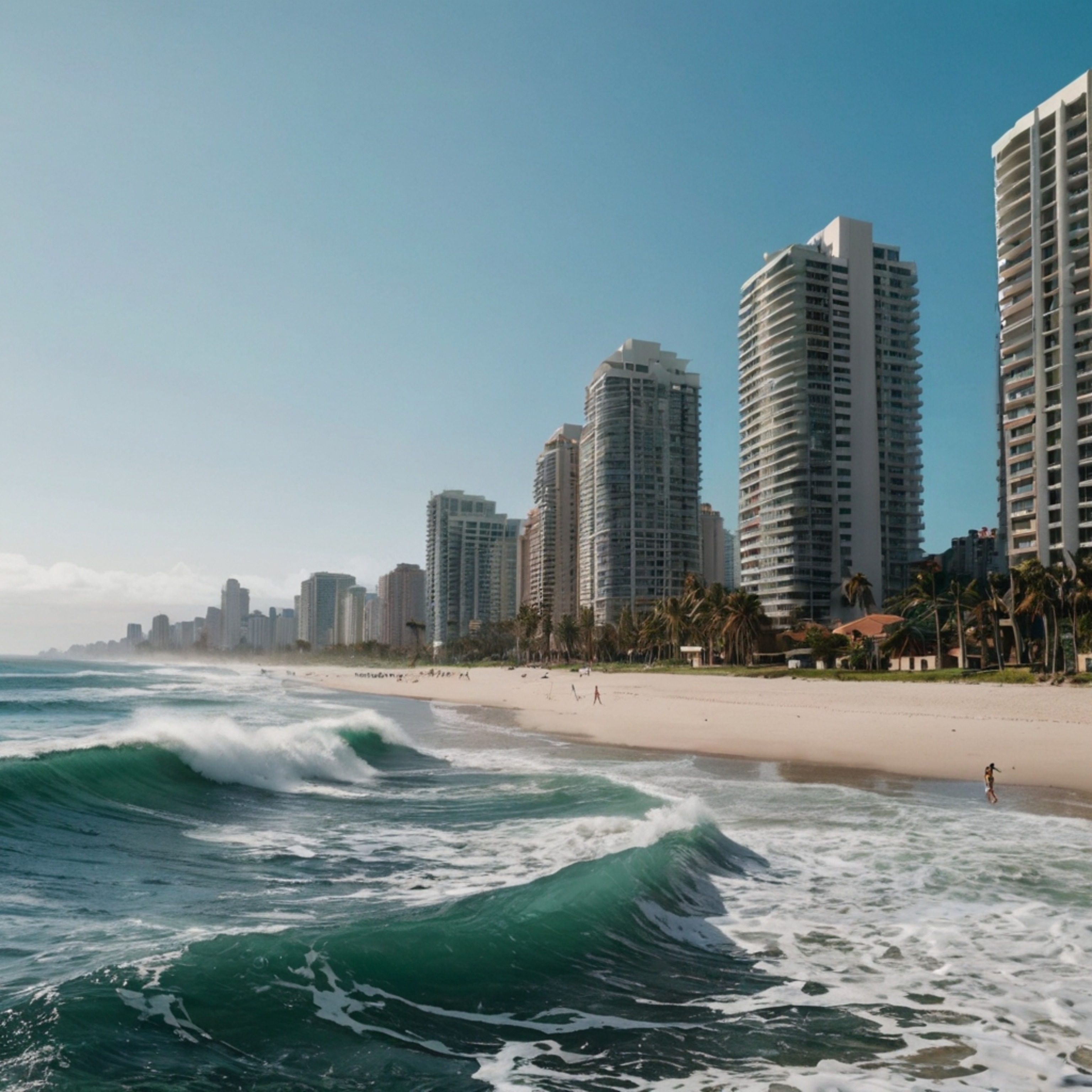 Experience the allure of a vibrant coastal city where modern architecture meets the serene beauty of the beach. Picture sleek