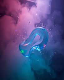 This unusual and original photograph showcases volumetric lighting beautifully illuminating glassy fluid 3D shapes in motion,