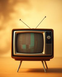 A cinematic portrayal of a retro-styled TV screen displaying RGB separated glitch static. The image evokes a nostalgic feel w