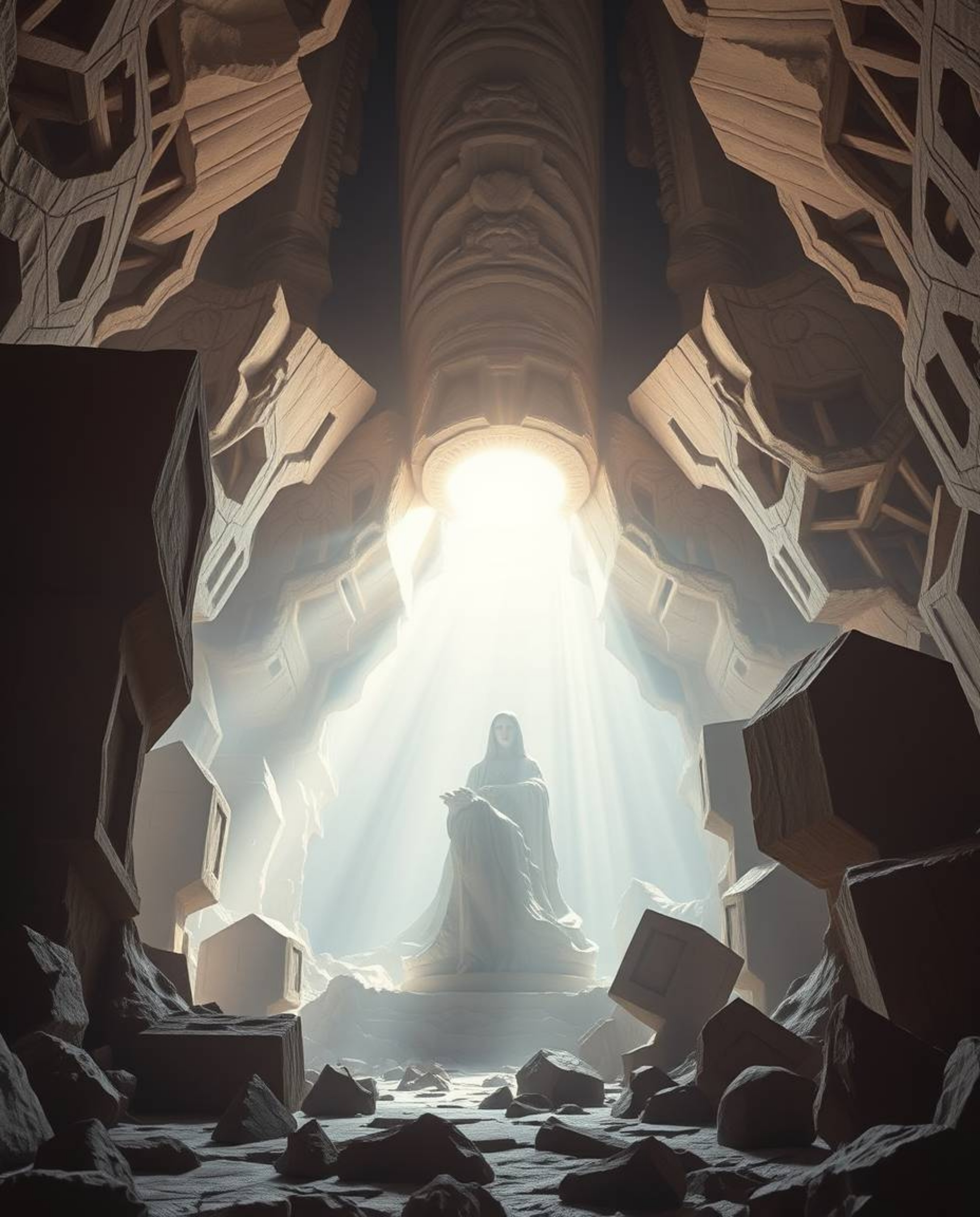 Explore a world where epic lens glow illuminates grand scenes of sculptural clay art. This collection blends abstract shapes 