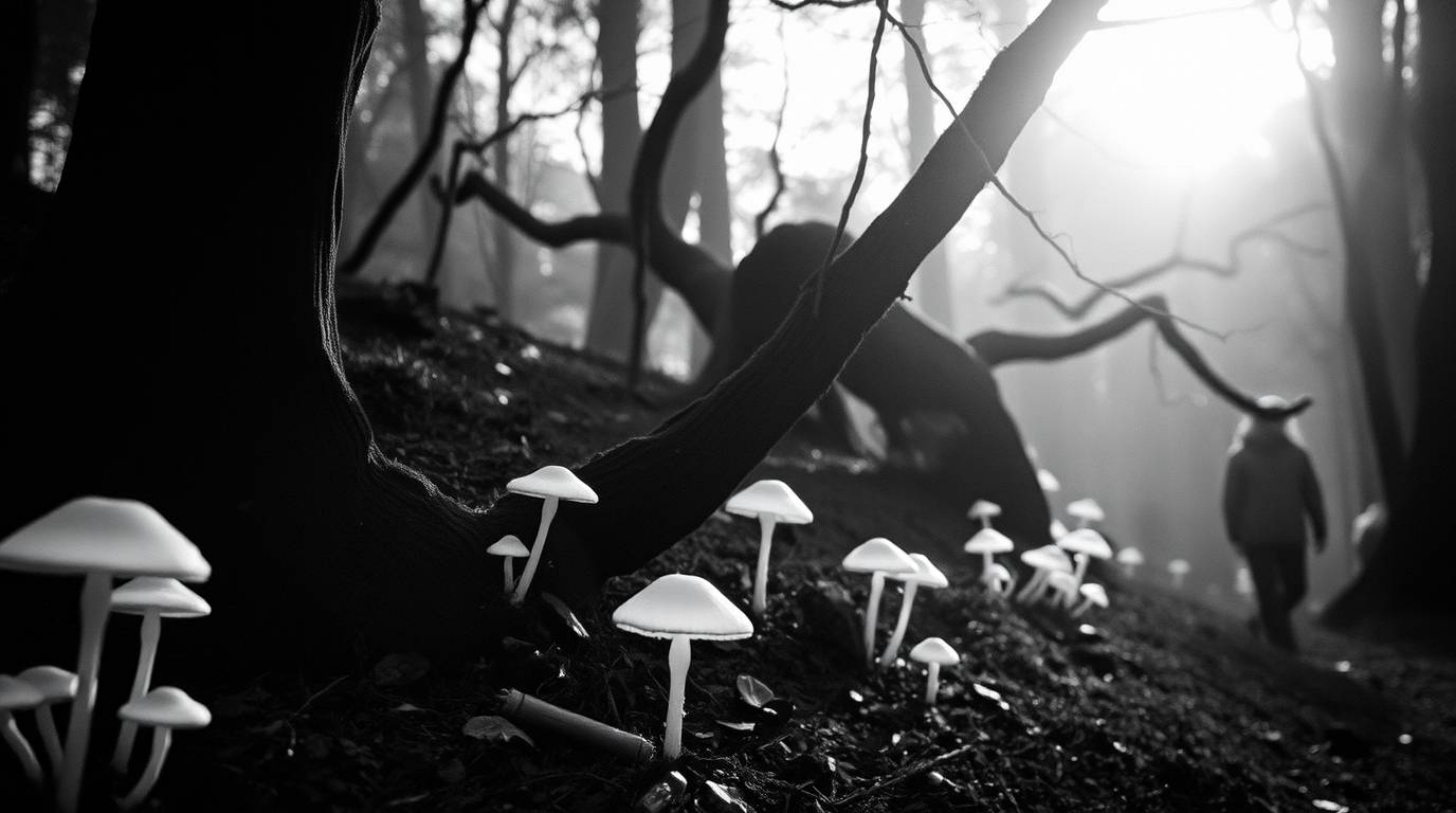 Discover captivating black and white candid street photography with an ethereal vibe, alongside enchanting vintage forest sce