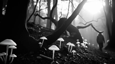 Discover captivating black and white candid street photography with an ethereal vibe, alongside enchanting vintage forest sce