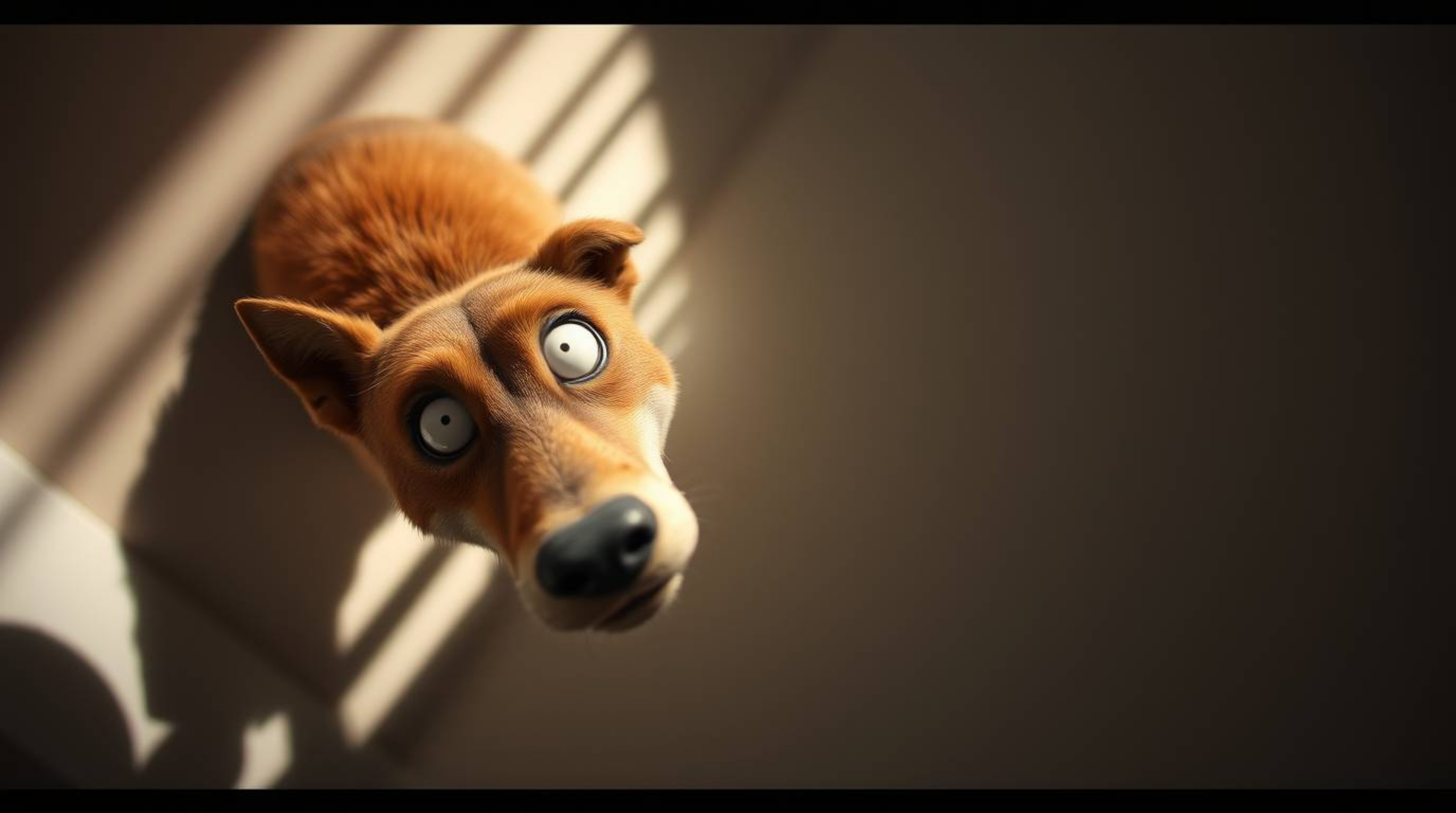 A captivating image featuring a sarcastic animal sidekick with expressive eyes, captured from a high-angle perspective.  Gent