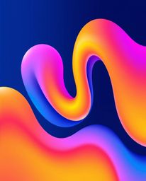 Explore the captivating blend of vibrant complimentary colors in a modern flat design, showcasing futuristic 3D fluid shapes 