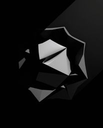 A captivating monochrome illustration in the style of Isekai anime.  The artwork features a striking 3D geometric pattern rem