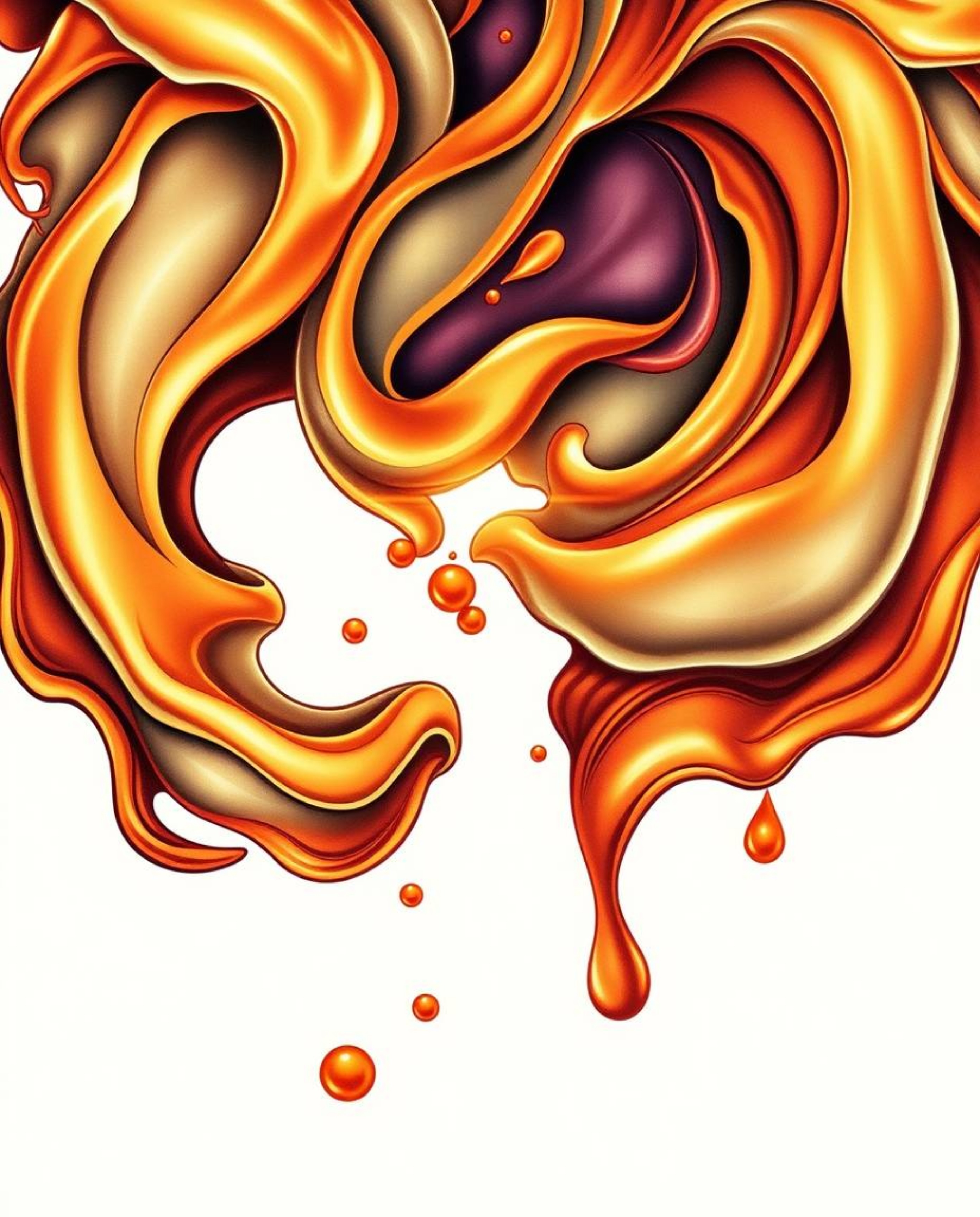 This captivating art print showcases a traditional tattoo aesthetic enhanced with a warm, golden glow. Smooth, 3D fluid shape