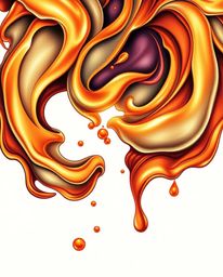 This captivating art print showcases a traditional tattoo aesthetic enhanced with a warm, golden glow. Smooth, 3D fluid shape