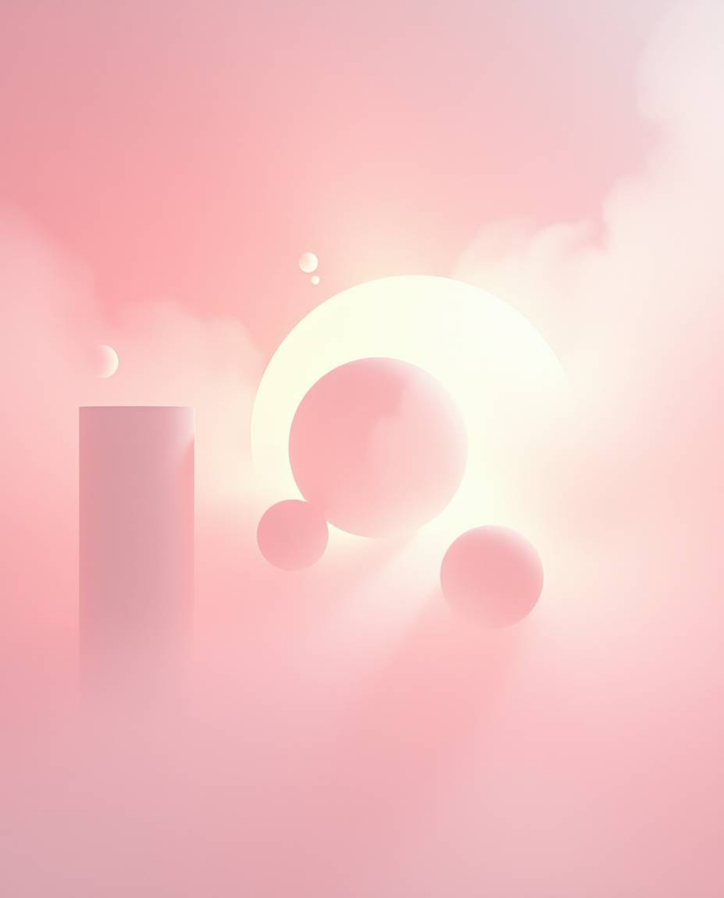 Immerse yourself in a world of soft haze and mesmerizing 3D shapes adorned with smooth gradient textures. This futuristic art