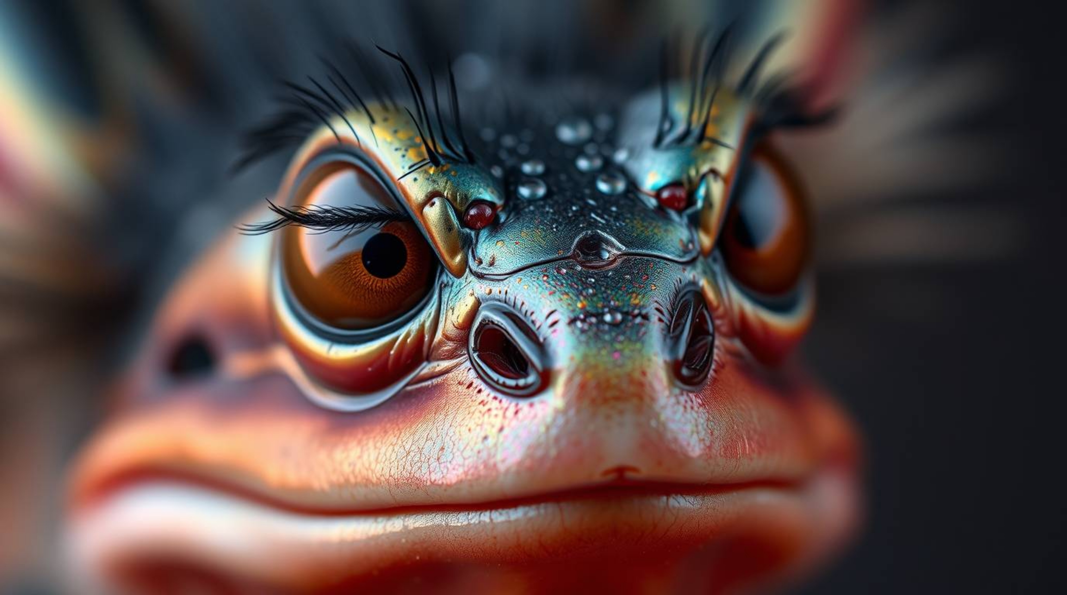 Discover stunning extreme macro photography showcasing a sarcastic animal sidekick with expressive eyes.  Experience vibrant 
