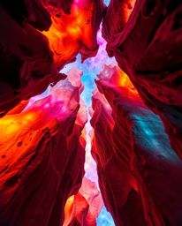 Experience the mesmerizing beauty of bioluminescence captured in a vibrant watercolor masterpiece.  This low-angle perspectiv