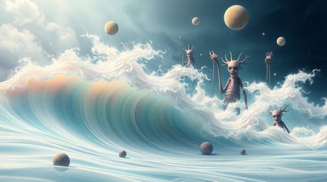 Immerse yourself in a dreamlike realm with this surreal imagery depicting a fluid abstract wave. A pastel gradient texture fl