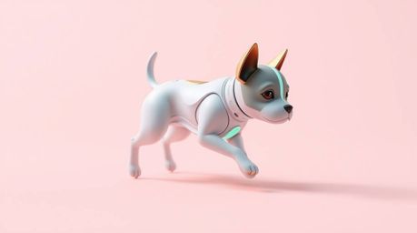 Experience a mesmerizing journey with a futuristic dog as it embarks on a self-guided walk through the vast expanse of space.