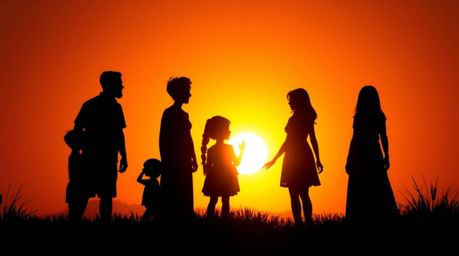 Experience the warmth of a family reunion rendered in charming Pixar style, featuring silhouetted backlighting that emphasize