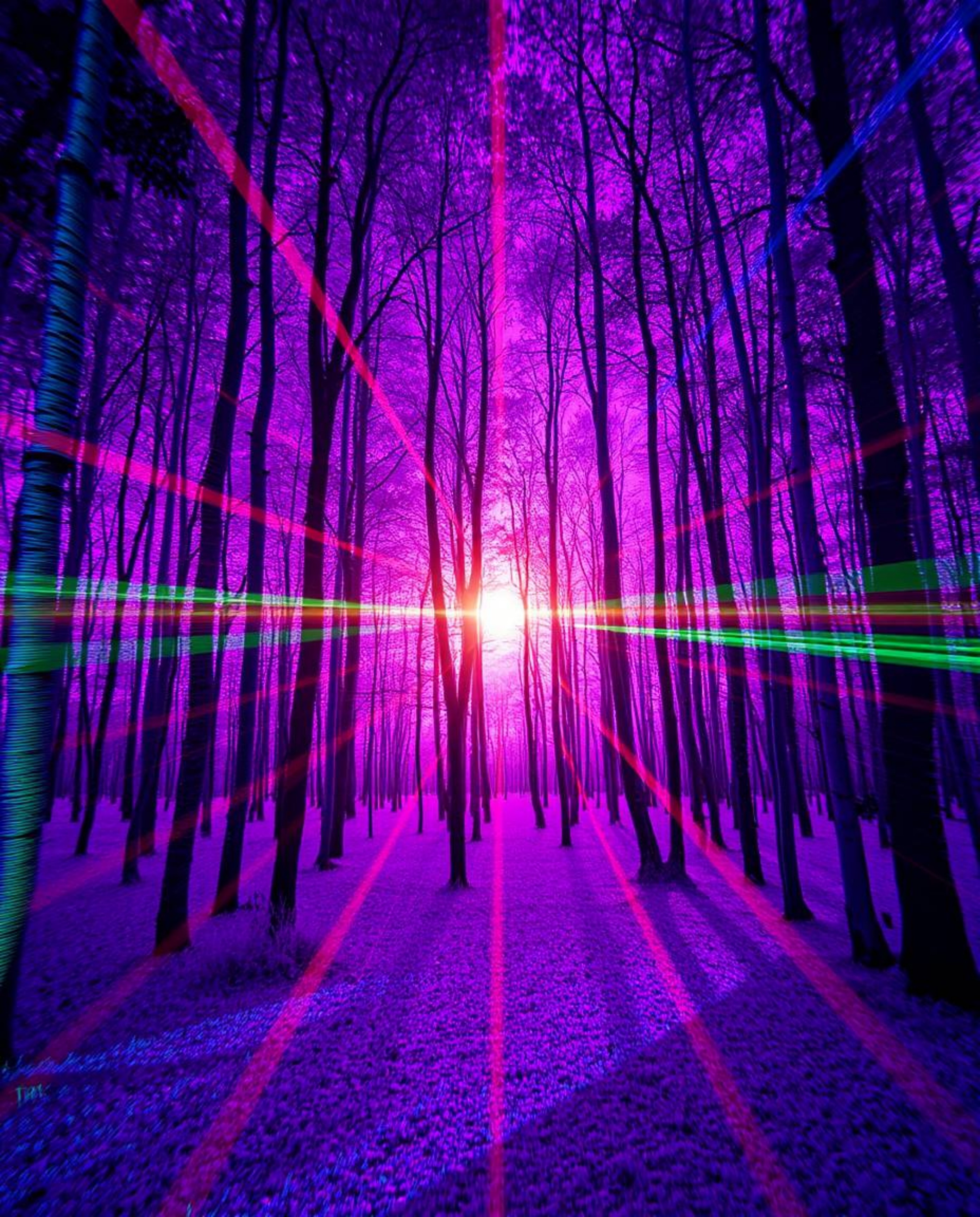 Experience a captivating blend of nature and digital art. This surreal infrared forest scene showcases vibrant colors, high c