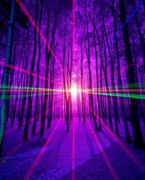 Experience a captivating blend of nature and digital art. This surreal infrared forest scene showcases vibrant colors, high c