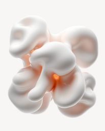 A stunning 3D render showcases fluid organic blobs, brought to life with intense and dramatic lighting. The high contrast cre