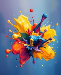 Explore a captivating blend of acrylic painting and digital art in this series. Each piece features bold, abstract 3D colorfu
