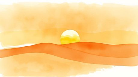 A captivating watercolor painting depicts a serene desert sunset.  Silhouetted against golden dunes, the scene is brought to 