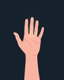 A captivating image of a simple hand reaching towards a soft light from a dark background.  Rendered in a modern flat design 