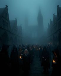 Discover a captivating magical school shrouded in thick fog, where young wizards navigate an eerie and unsettling atmosphere.