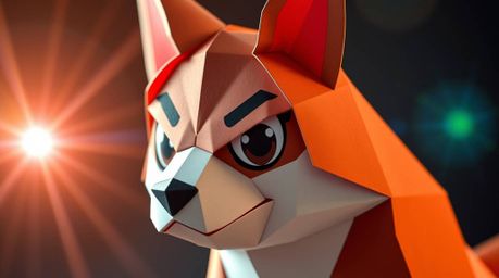 Discover a unique digital art piece featuring a sarcastic animal sidekick crafted in intricate origami style. Its expressive