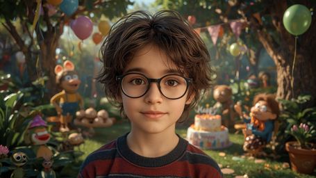 A high-resolution, commercially-professional stock photo captures a bright-eyed, bespectacled young prodigy with a kind, frec