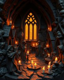 Discover breathtaking sculptural clay art depicting a magical school brimming with young wizards.  Intense black contrasts wi