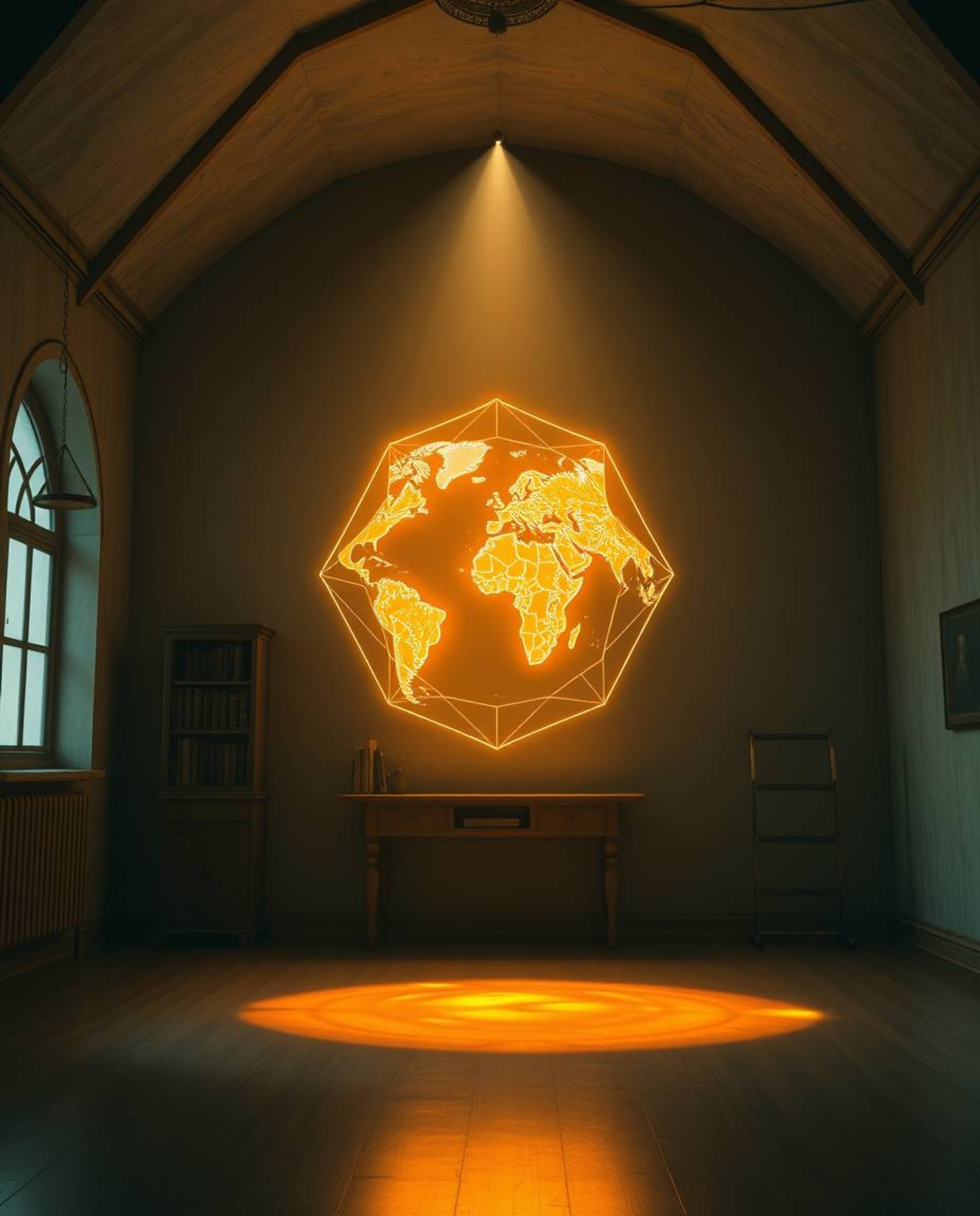 This geometric logo design draws inspiration from ethereal spiritual vibes, utilizing strong hard light to showcase a glowing