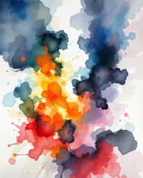 A captivating watercolor painting explodes with intense dramatic lighting and vivid, contrasting tones.  The chaotic harmony 