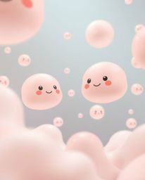 Immerse yourself in a captivating 3D render showcasing fluid organic blobs crafted from translucent materials gently floating
