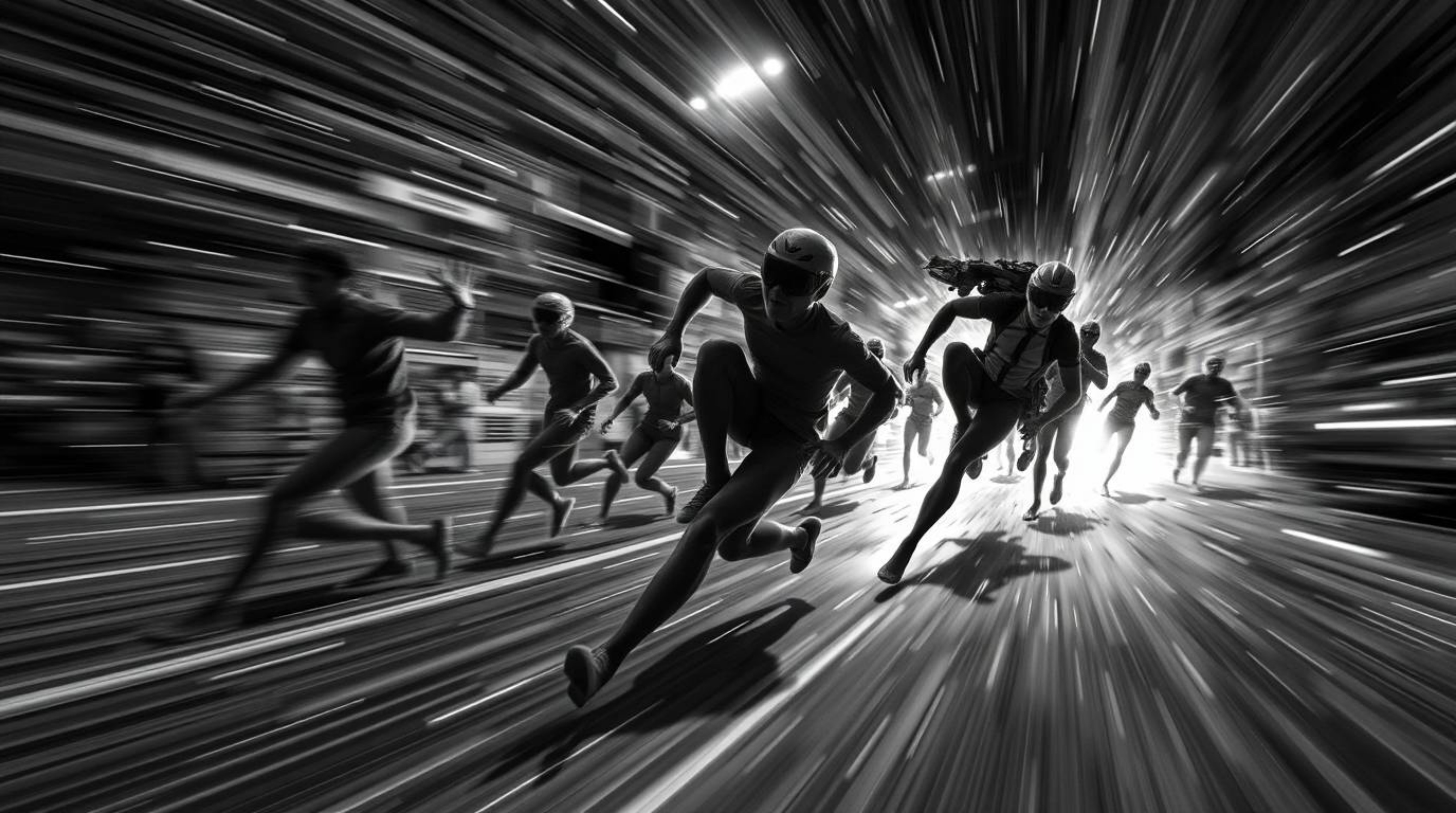 Experience a classic black and white chase scene brought to life with dynamic motion and glowing bioluminescent accents. The 