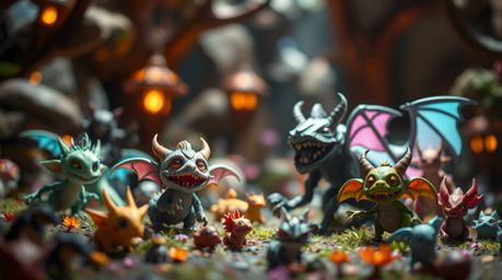 Explore a vibrant fantasy kingdom brought to life with whimsical magical creatures.  The scene is rendered in sharp focus, hi