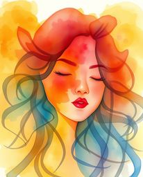 This watercolor painting is bathed in a gentle, warm golden glow, creating a graceful and elegant piece.  Refined details, ra