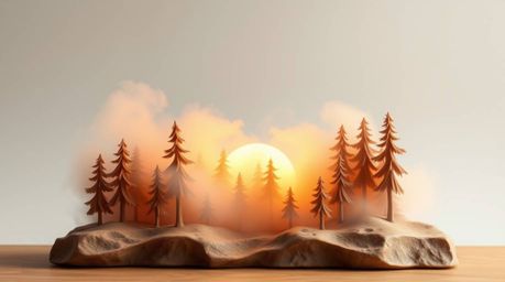 Explore captivating sculptural clay art featuring smooth gradient transitions and the ethereal beauty of mist rising from a f