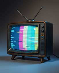This unique cast bronze sculpture captures the essence of a retro TV screen glitch with stunning RGB separation.  Its antique