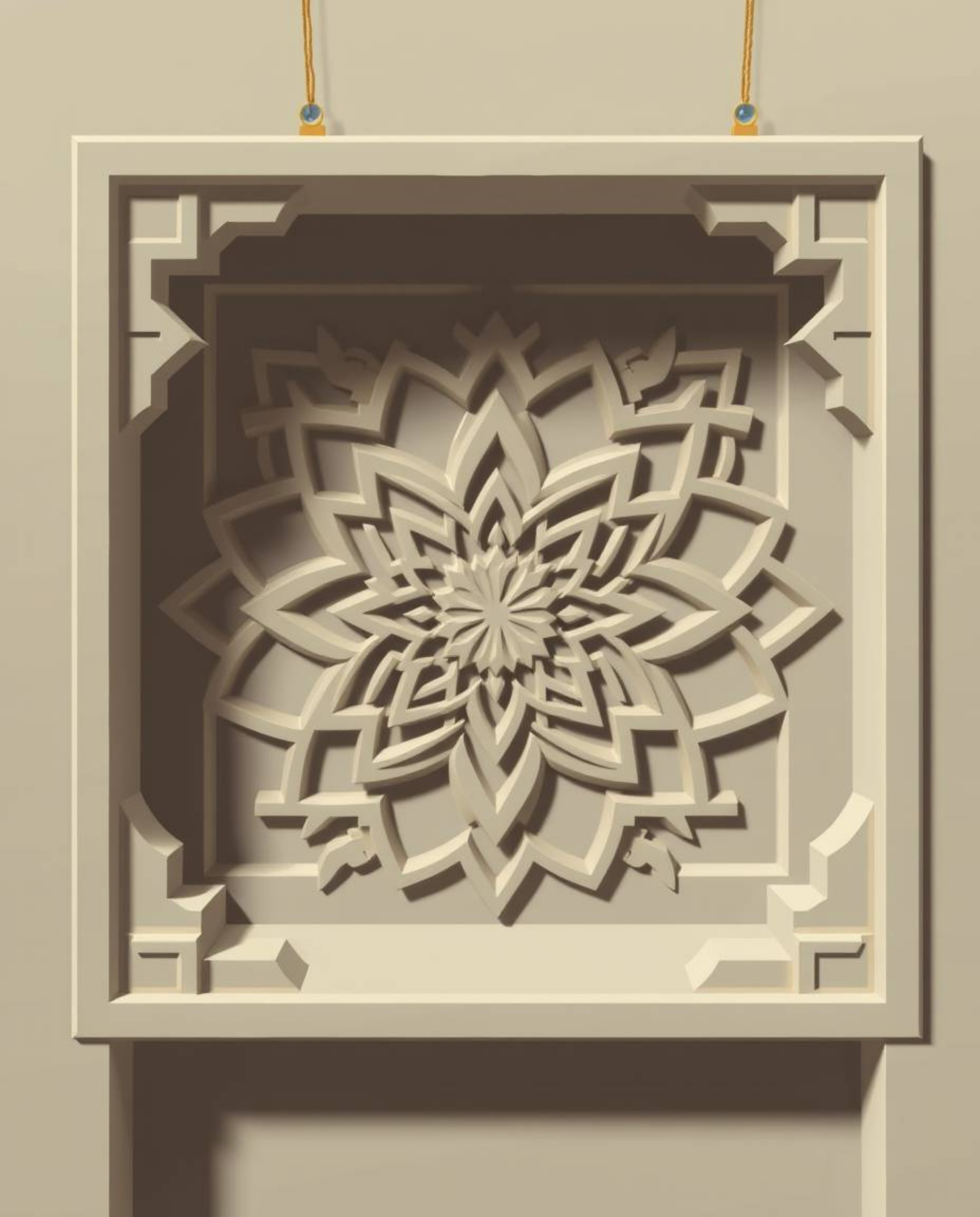 This artwork presents a modern flat design illustration showcasing historically accurate and intricately detailed Islamic geo