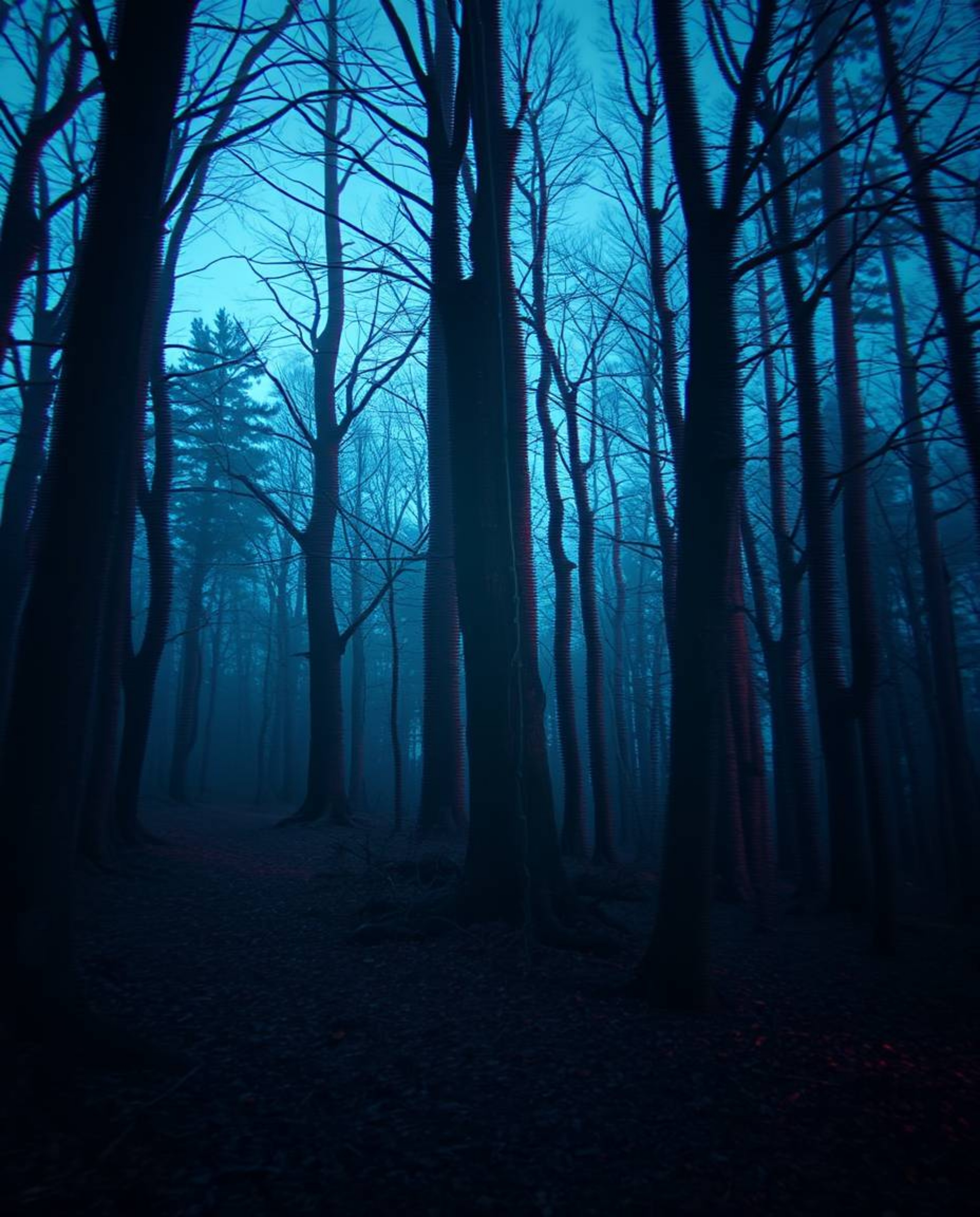 Transforming a creepy forest scene with a digital glitch effect creates an iridescent dreamscape, blurring the line between r