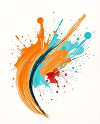 Explore a vibrant hand-drawn sketch featuring warm terracotta and cool teal, brought to life with dynamic colorful splashes a