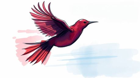 A hand-drawn sketch of a fast-running bird zooming past traffic, rendered in a sophisticated and elegant color sketchnote sty