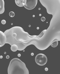 Explore a captivating classic black and white 3D render featuring timeless and elegant fluid organic blobs. These translucent