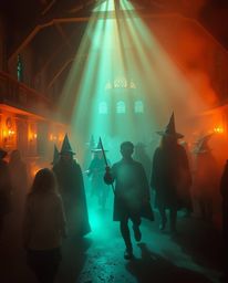 Explore a magical school brimming with young wizards, bathed in volumetric lighting, where warm terracotta hues meet cool tea