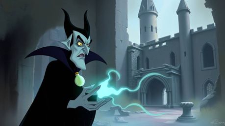 A captivating digital painting of a classic Disney villain, rendered in soft pastel colors.  The villain, with sharp features