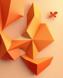 Experience the captivating blend of warm autumnal colors and intricate 3D origami shapes.  These futuristic art pieces boast 