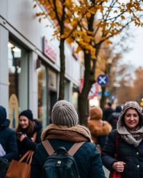 Explore a collection of images capturing the essence of candid street photography bathed in the warm hues of autumn within ur