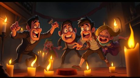 Experience a thrilling chase scene animation brought to life with exaggerated squash and stretch techniques, bathed in the wa